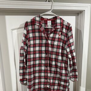 Disney Red and Green Plaid Nightgown with Minnie